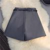 Women's Gray Textured Culottes - High Waist A-Line for Spring/Summer 2025