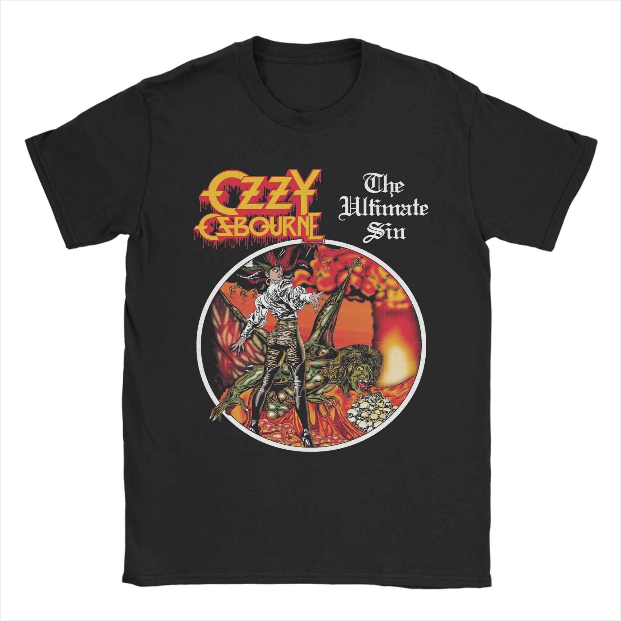 

Чоловічі футболки Ozzy Osbourne 100% бавовняний одяг Унікальна футболка з коротким рукавом та круглим вирізом Ідея для подарунка Футболка 4XL