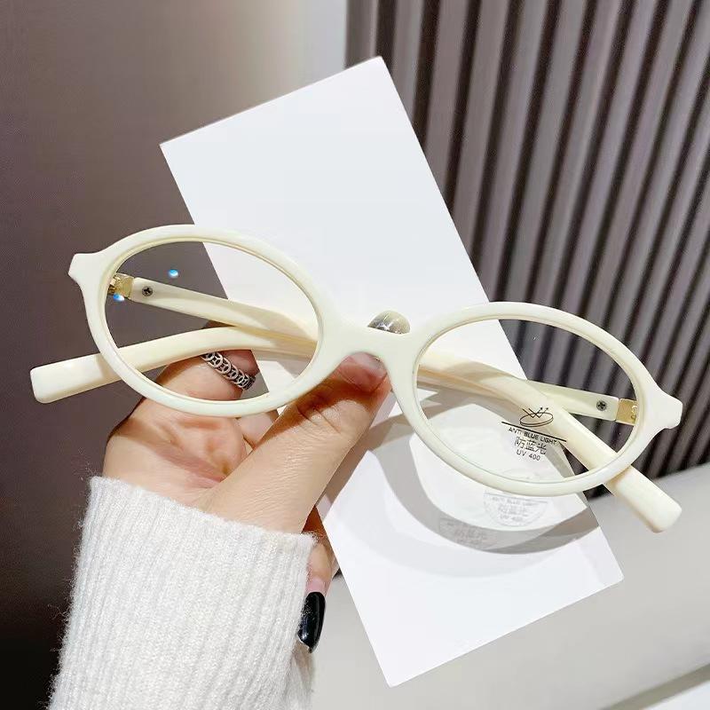 Damen Kleine Fassung Kurzsichtigkeitsbrille Herren Damen Mode Blaulichtfilterbrille Vintage Oval Nahsichtigkeitsbrille0-1.0-4.0