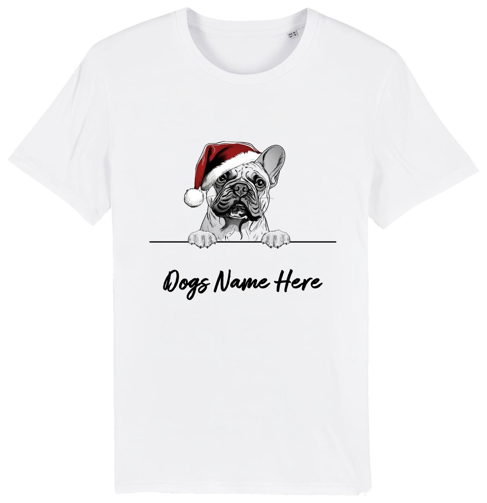 FRENCH BULLDOG Personalised Christmas Dog T-Shirt Mens Womens Tees Top Mens Womens Dogs Name Pet 3XL