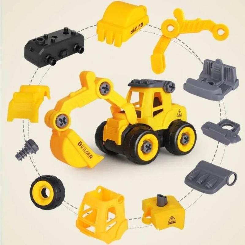 1PC Engineering Vehicle Toy Kid Construction Excavator Tractor Bulldozer Fire Truck Models DIY Screw Game Boy Toys Children Gift