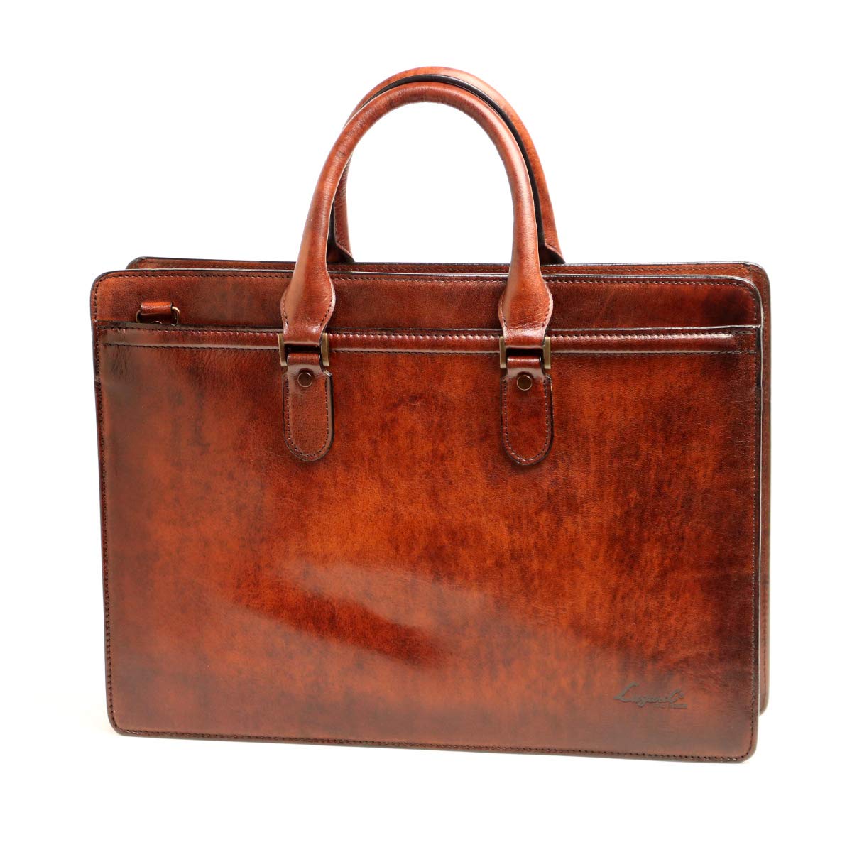 

Aoki Bag Fits Unique shadow round zipper briefcase [Lagard] G-3 15-inch PCs. finish. Vintage-inspired 2-way (Brown) коричневий