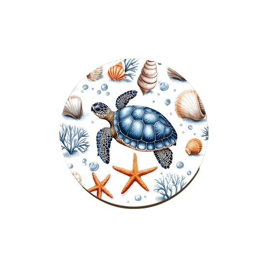 Sea Turtle Coaster Ocean Beach Themed Wood Drink Mat for Home Cafe Non B