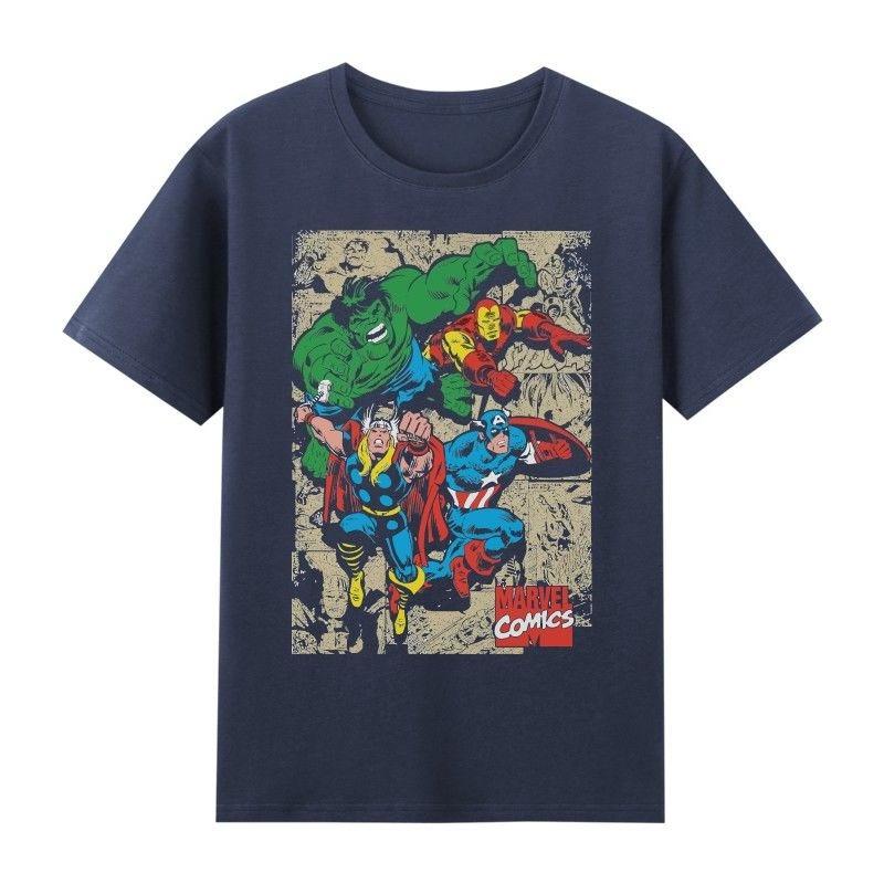 

Genuine Iron Man Team Avengers Retro Trend Printed T-Shirt Casual Men s And Women s Short SleevesJacket 4XL