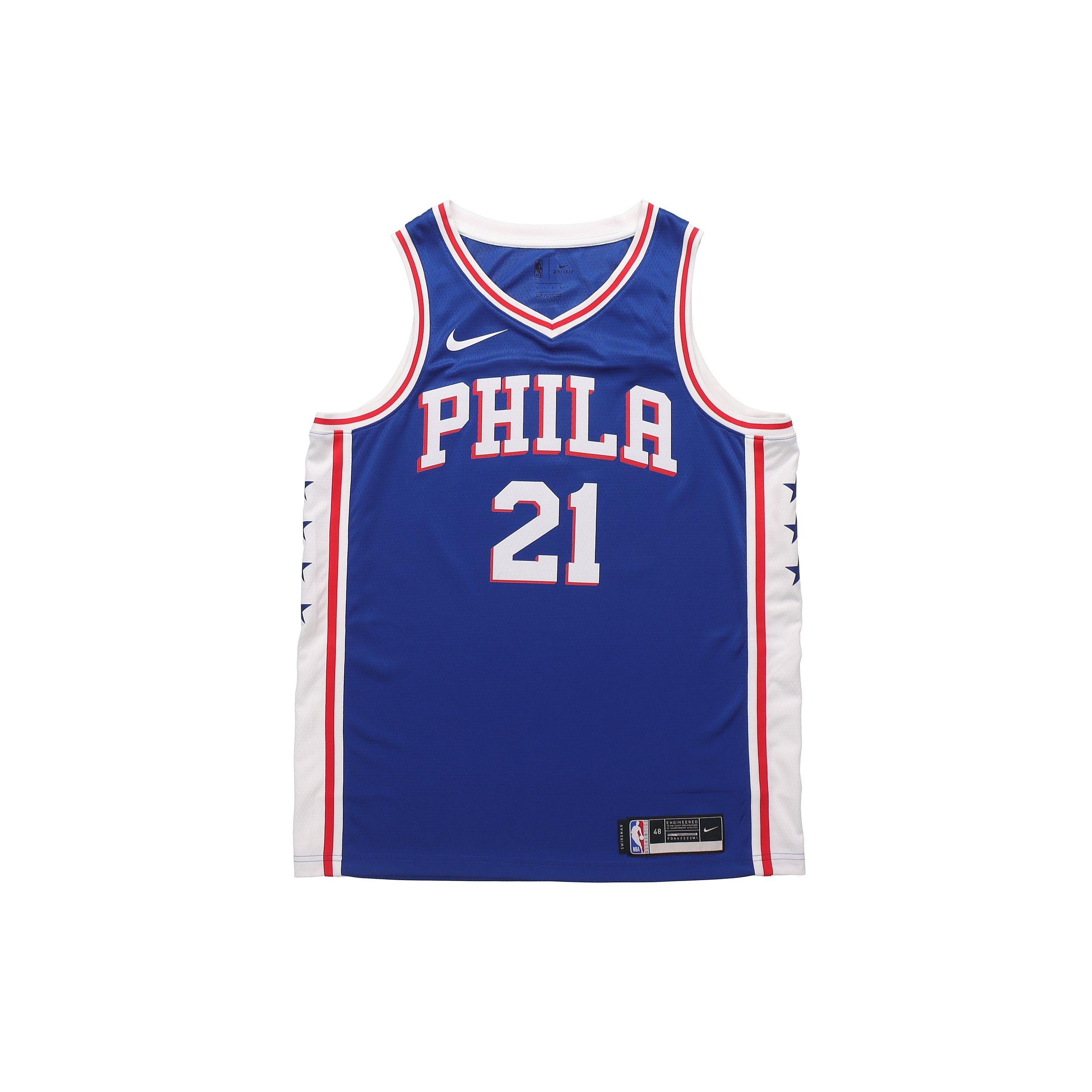 Nike NBA Swingman Jersey Basketball Sports SW Fan Edition Philadelphia 76ers 21 Blue Men s CW3678-495 S