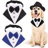 Dog Tuxedo Bandana Collar Pet Wedding Bow Tie Scarf Adjustable Dog Neckerchief Bowtie Collar Black Pet Formal Costume for Puppy