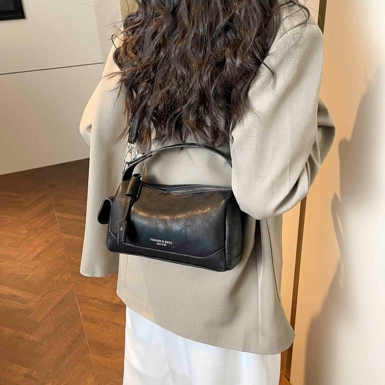 Soft leather mini Boston bag women's shoulder messenger bag