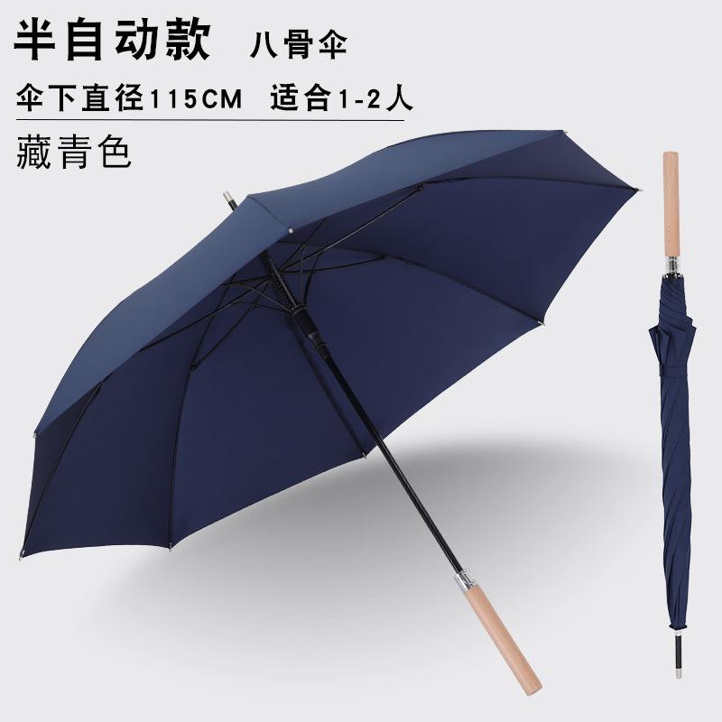New 8-bone automatic solid wood long-handled straight pole umbrella men's business gift umbrella pattern