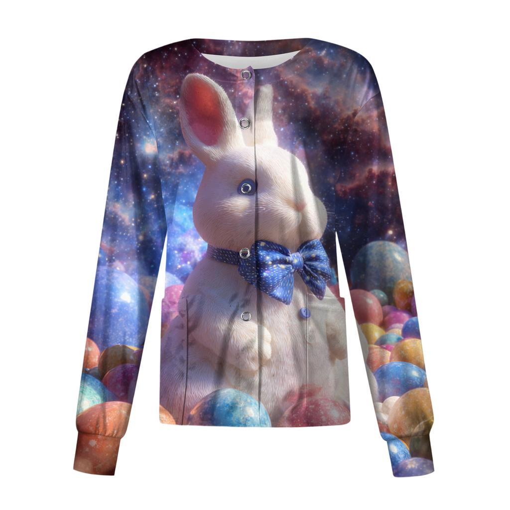 Women's Casual Long-sleeved Single-breasted Printed Protective Clothing Cardigan Top