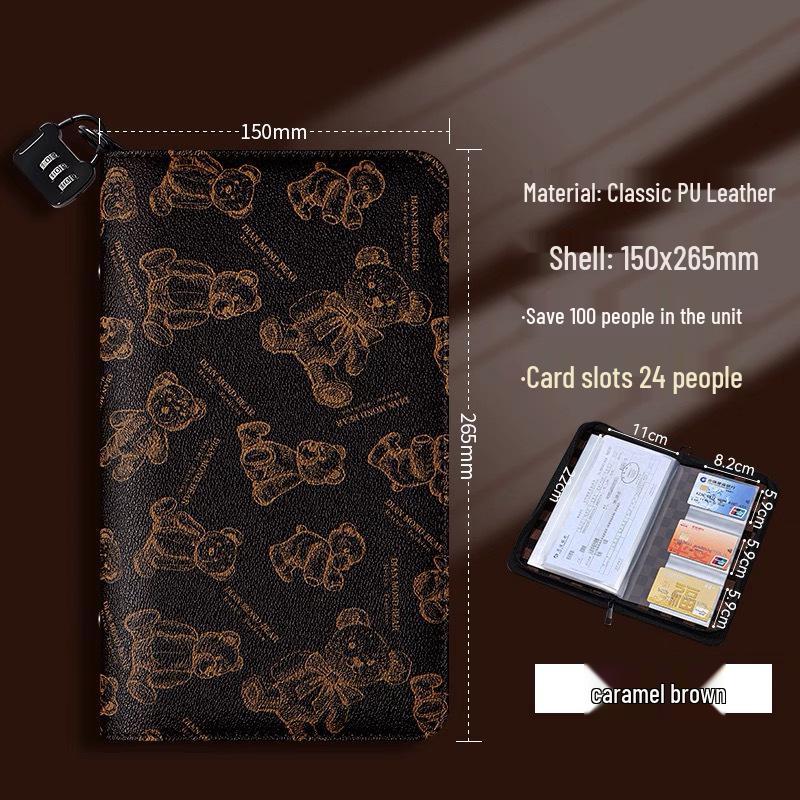 Large Capacity Savings Book & Receipt Holder with Combination Lock Zipper