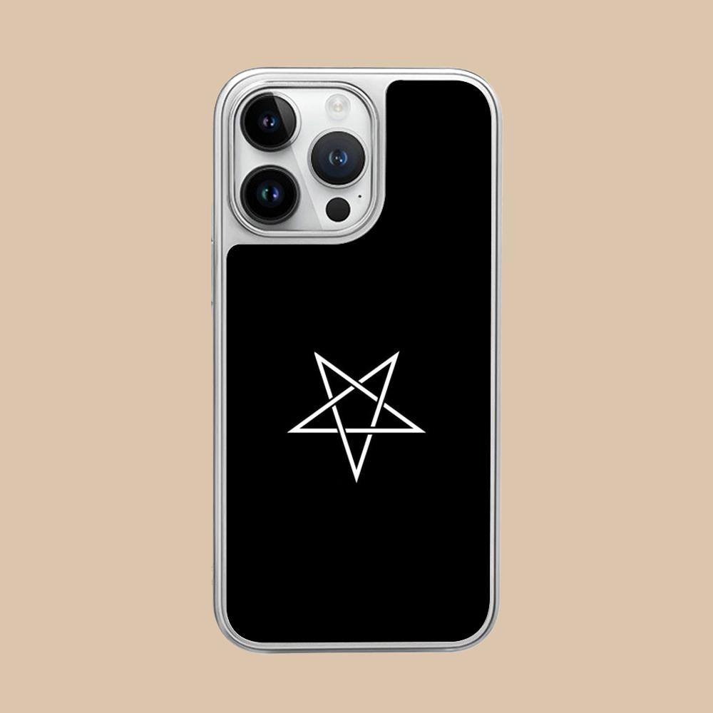 Aesthetic Pentagram Phone Case for iPhone 17 16 15 14 13 12 11 Air Pro Max Plus Electroplated Silver Cover