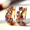Exquisite Sparking Multicolor Synthetic Zirconia Hoop Earrings Women's  Elegant Banquet Wedding Jewelry Accessories Gifts