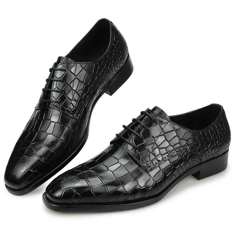 

Fashion Top Grade Mens Genuine Leather Shoes Dress Party Shoes Men s Fashion Alligator Printing Luxury Zapatos De Hombre Genuine Leather 38 чёрный