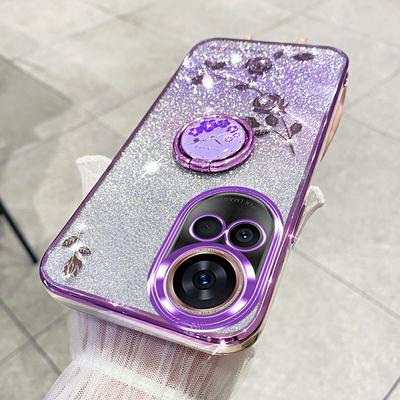 KADEM For Huawei Nova 13 Case Ring Kickstand TPU Flowers Phone Cover Gradient Glitter