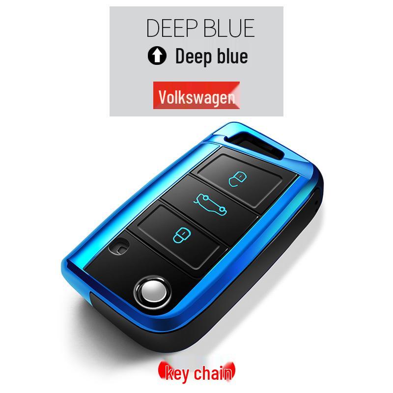 Volkswagen Key Cover for Tiguan L, Teramont, Golf 7, Sportsvan, Lamando - TPU Electroplated Case with Buckle.