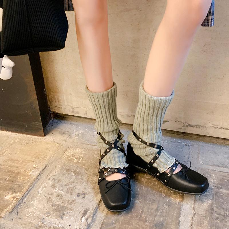 Sheepskin Version~ Crossed Belt Buckle Ballet Shoes for Women 2025 New Red Mary Jane Shoes Bow Single Shoes for Women