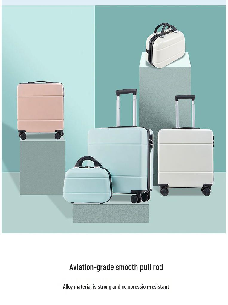 Women's Mini Suitcase 18" & 20" Student Carry-On: Aluminum Frame, Sturdy, Compression-Resistant Trolley Case.