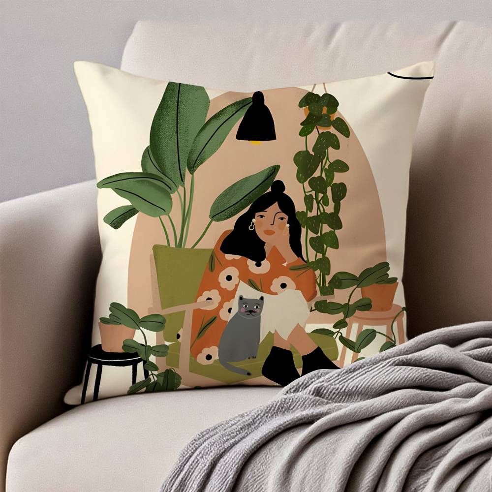 Blumen P-Pflanze G-Mädchen Kissenbezug Milbenschutz Kissenbezug Verdeckter Reißverschluss Seidiger Kurzplüsch Sofakissenbezug