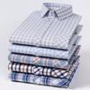 Moda Coreana Popolare Abbigliamento 100% Cotone Sottile Maglie a Manica Lunga per Uomo Casual T-shirt Liscia Morbida a Quadri Designer Vintage Top