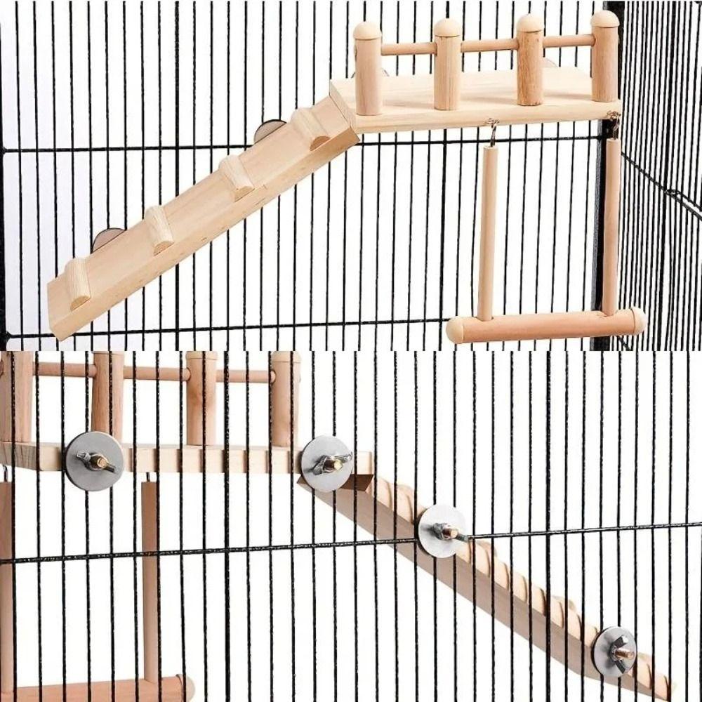 Wooden Bird Swing Climbing Ladder Natural Bird Playing Gyms Exercise Stands Hamster