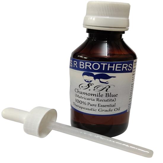 

S.R Brothers Chamomile Blue (Matricaria chamomilla) Pure & Natural Therapeutic Grade Essential Oil Plastic with Dropper 10 ml