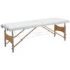 Mobile Massage Table 2 Zones Foldable Height-Adjustable Massage Table 60 Cm Wide with Carrying Bag Wooden Legs Cream White