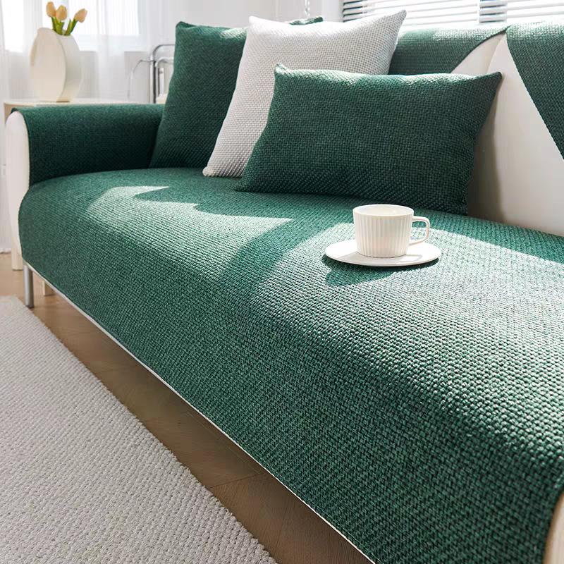 Aus Baumwollfaden gewebtes, rutschfestes Sofakissen, universelles Sitzkissen aus Baumwolle und Leinen für alle Jahreszeiten, einfarbig, einfaches Sofatuch