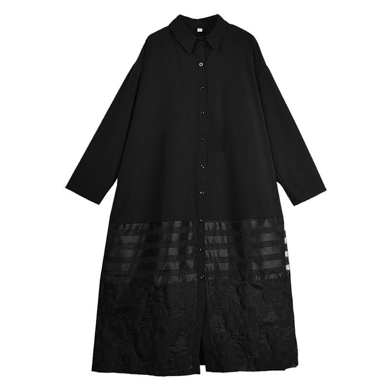 XITAO Striped Patchwork Black Dress ZY8947