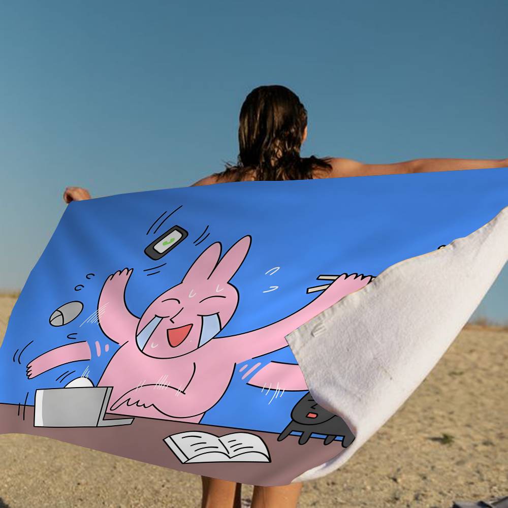 My F-Friend Pink Rabbit Funny Microfiber Blanket Drying Beach Towels Oversized Printing Super Absorbent Pool Towel Blanket