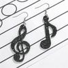 Black Acrylic Pendant Earrings Colorful Musical Notes Studs Earrings Fashionable Statement Jewelry for Women Girls