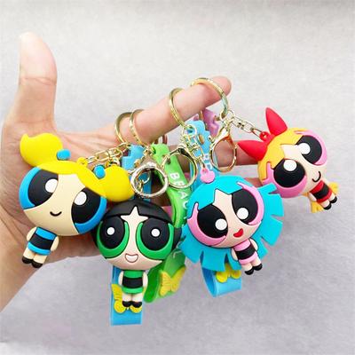 Vogue Roztomilá klíčenka Přívěsek na tašku Kreslená Powerpuff panenka Dívčí dárek PVC