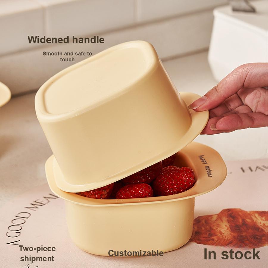 5 Pcs Food Grade Fruit Washing Gadget Cute Cartoon Bear Double Layer Drain Basket for Dormitory Kitchen