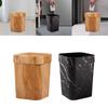 Wood Grain Trash Can Wastebasket Large Anti Skid Reusable Garbage Bin for