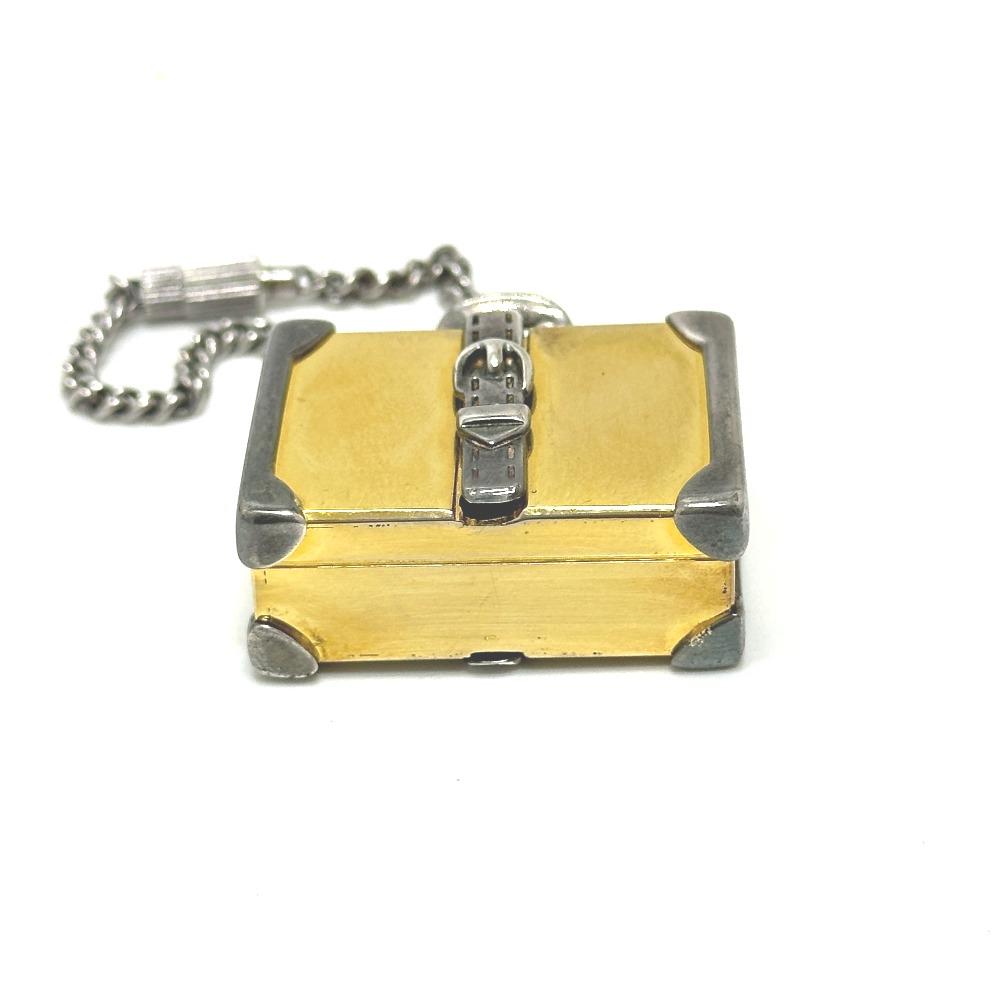 GUCCI Old Gucci Trunk Key Holder Bag Charm Metal Gold x Silver