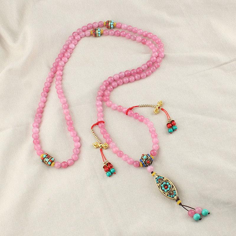 GEMCHIC Women s Long Chinese Style New Boho Handmade Beaded Crossbody Chain Necklace Multi-purpose Ethnic Dress Chain