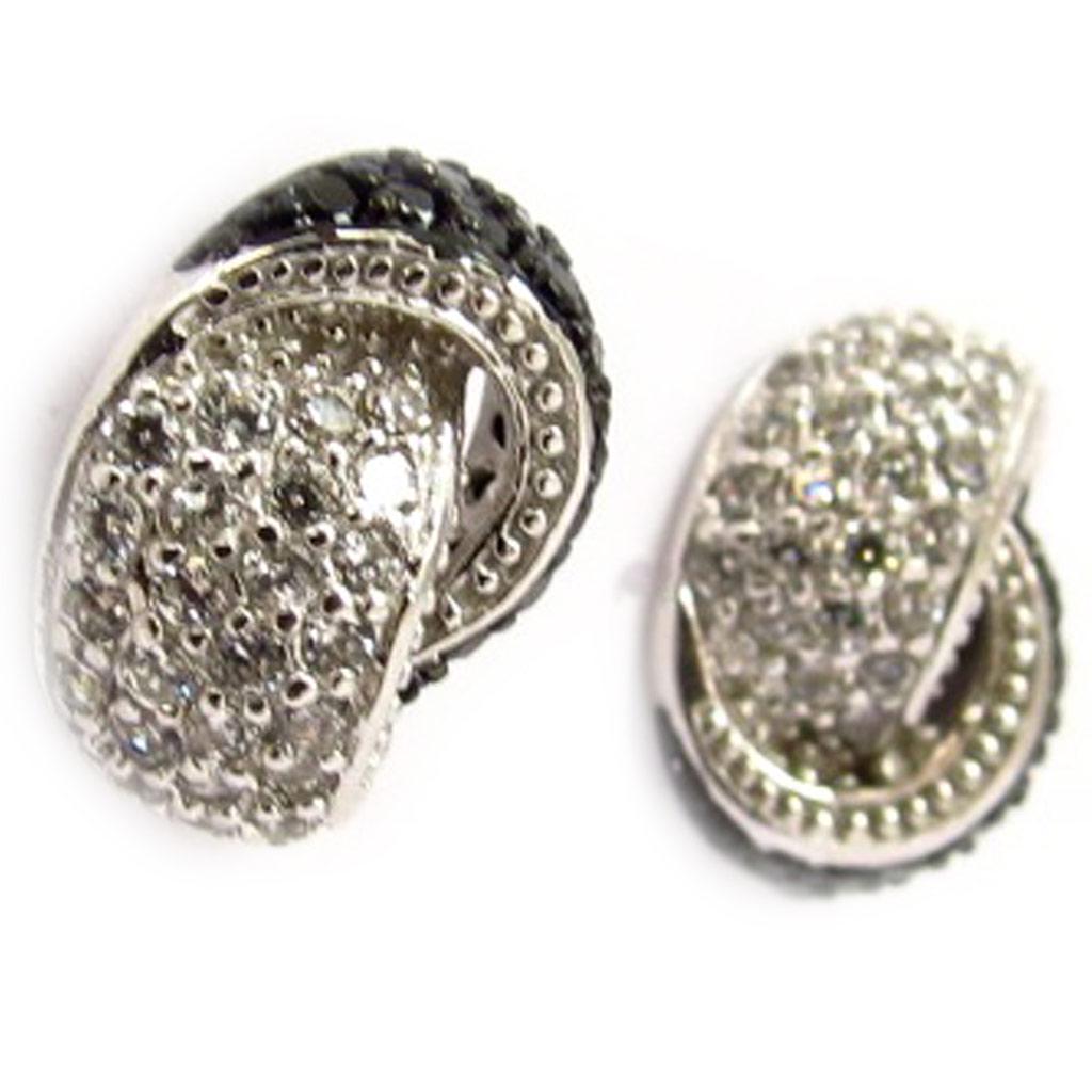 Les Trésors De Lily [K7172] - Silver Earrings 'Sissi' Black White