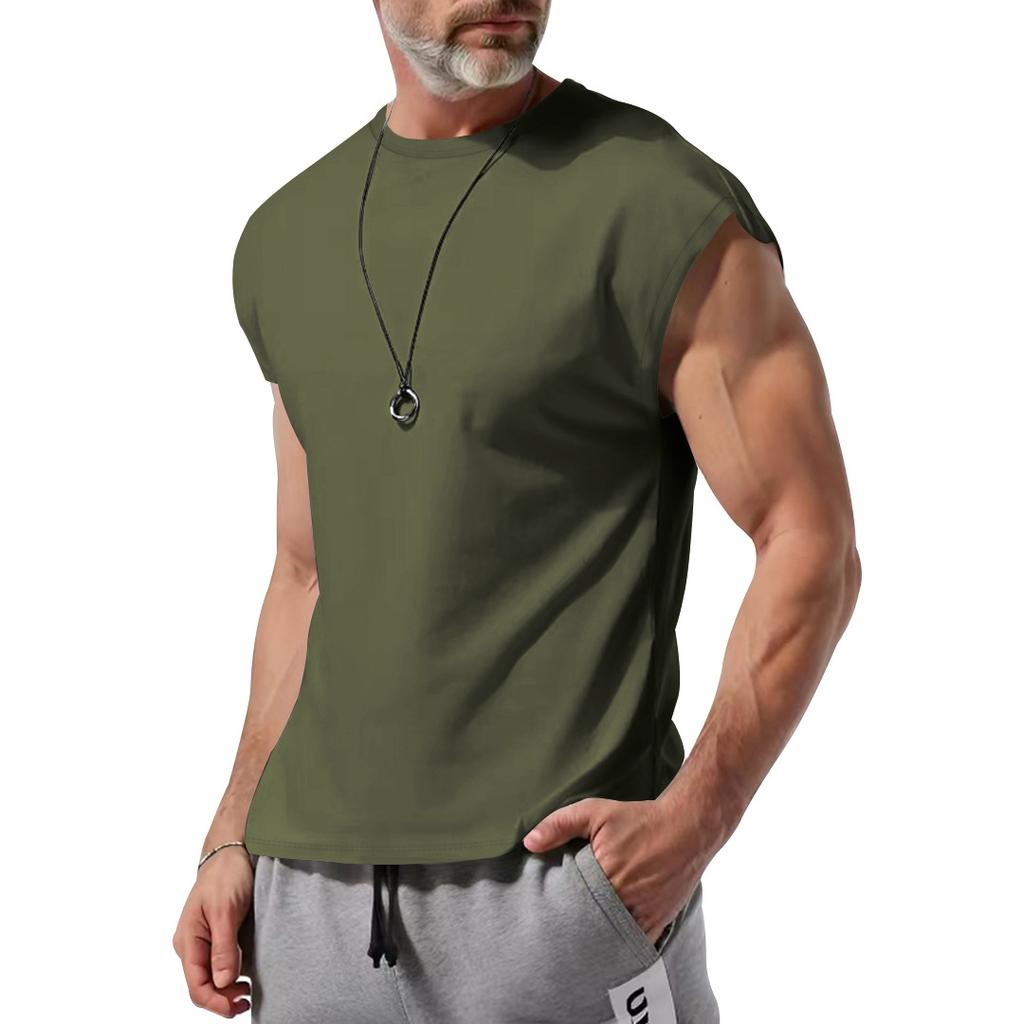 New Summer Vest Men Loose Casual Solid Color Thin T-shirt Men