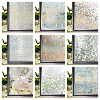 Film d'intimité pour fenêtre Arc-en-ciel Adhésifs pour fenêtre 3D Vinyle décoratif pour fenêtre Autocollants pour fenêtre en vitrail, Autocollant pour fenêtre à adhérence statique