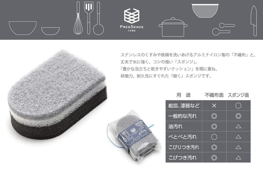 PRESSENCE Sponge for Polishing Dishware Foaming Frying Pan Pot Stainless Steel Sponge Kitchen Durable Gray Set of 10 16199904