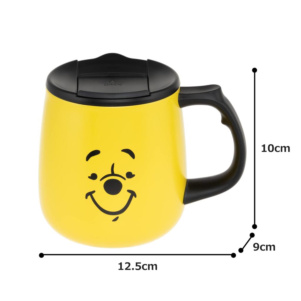 Maebata Winnie the Pooh Stainless Steel Mug with Lid Face Mug Boxed Insulating Structure Thermo Stainless Steel 300ml Disney 52822 Thermal/Cold D-WP33