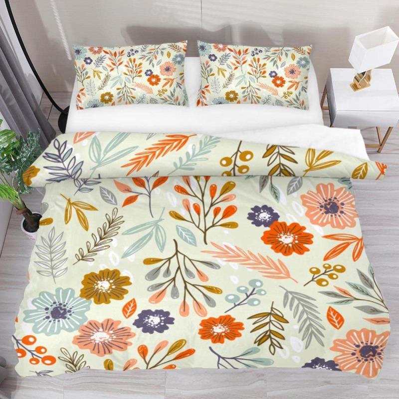 3D Printed Floral Bedding Set Cartoon Animal Pattern Down Pillowcase Children and Teen Bedroom Decoration Single Double Bed