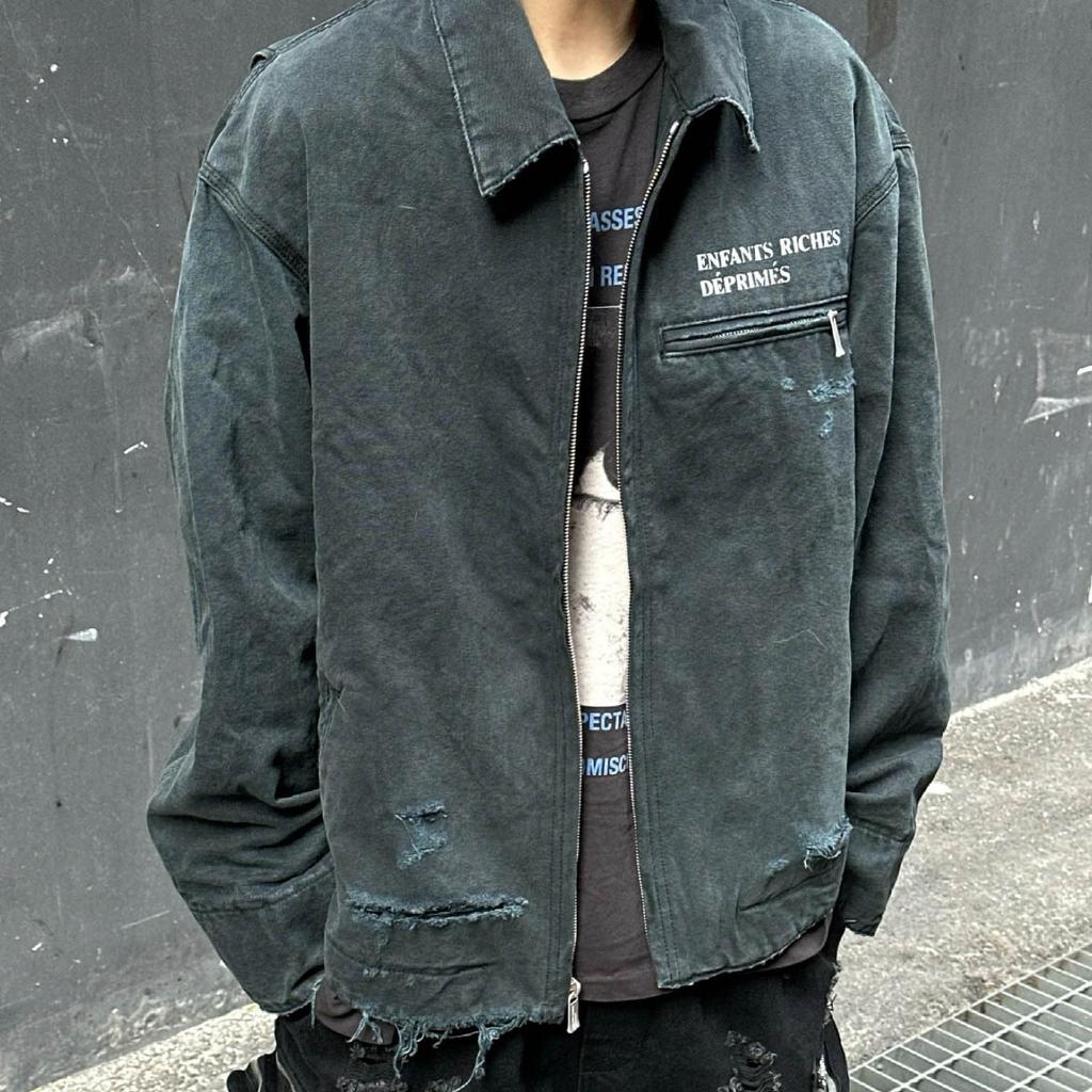 ERD CRAZY melancholy rich second generation niche trendy brand washed old broken ring loose men's denim jacket