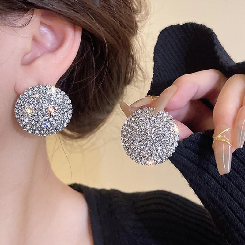 European and American Silver Needle Full Diamond Irregular Earrings Exquisite Luxury Design Earrings Niche Versatile Earrings