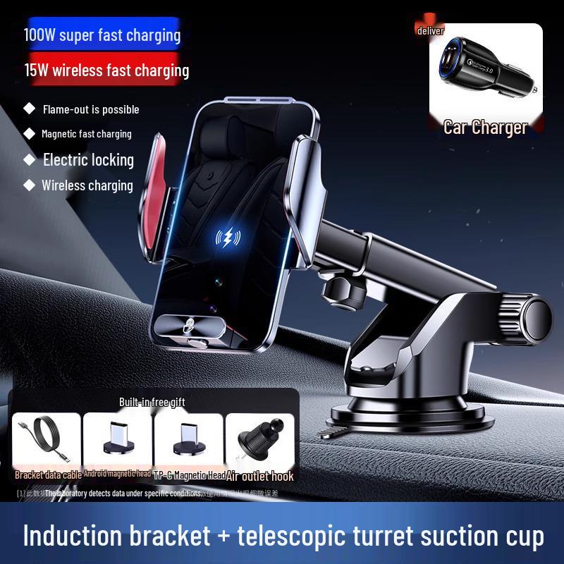 2025 Magnetische Kabellose Handyhalterung & Schnelllader mit Lüftungsschlitz- und Armaturenbrett-Saugfuß