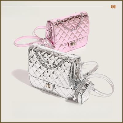 1PC Spring and Summer New Diamond Patent Leather Glossy Shoulder Bag Chain Star Shoulder Backpacks