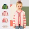Cardigan Sweater Spring and Autum Kidsren's Clothing Korean Style Girls Cartoon Embroidered Logo Round Neck Outwear Baby Girl Pure Cotton Sweater