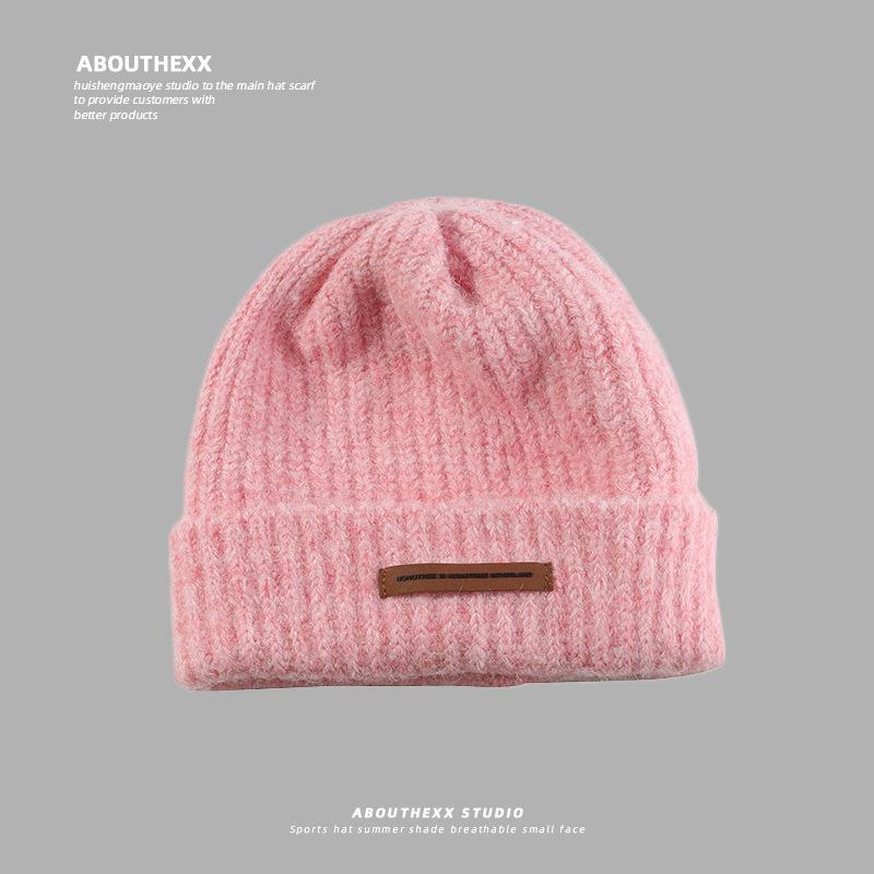 New Autumn and Winter Hats for Women Fashion Versatile Knitted Hat Letters Long Label Warm Wool Bag Head Hat Casual Pile Hat