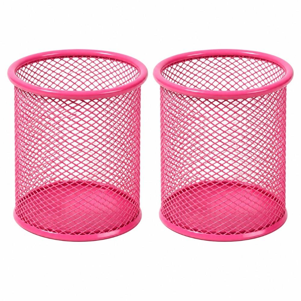 2 pcs Metal Storage Tube Multi Colors Desktop Organizer Makeup Storage Box Home Tabletop