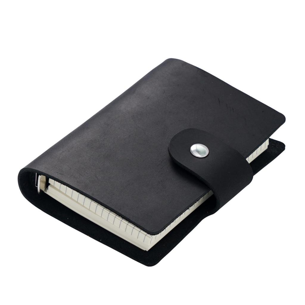 Caderno de Bolso A8 em Couro Genuíno - Fofo, Portátil, Diário/Agenda de Folhas Soltas.