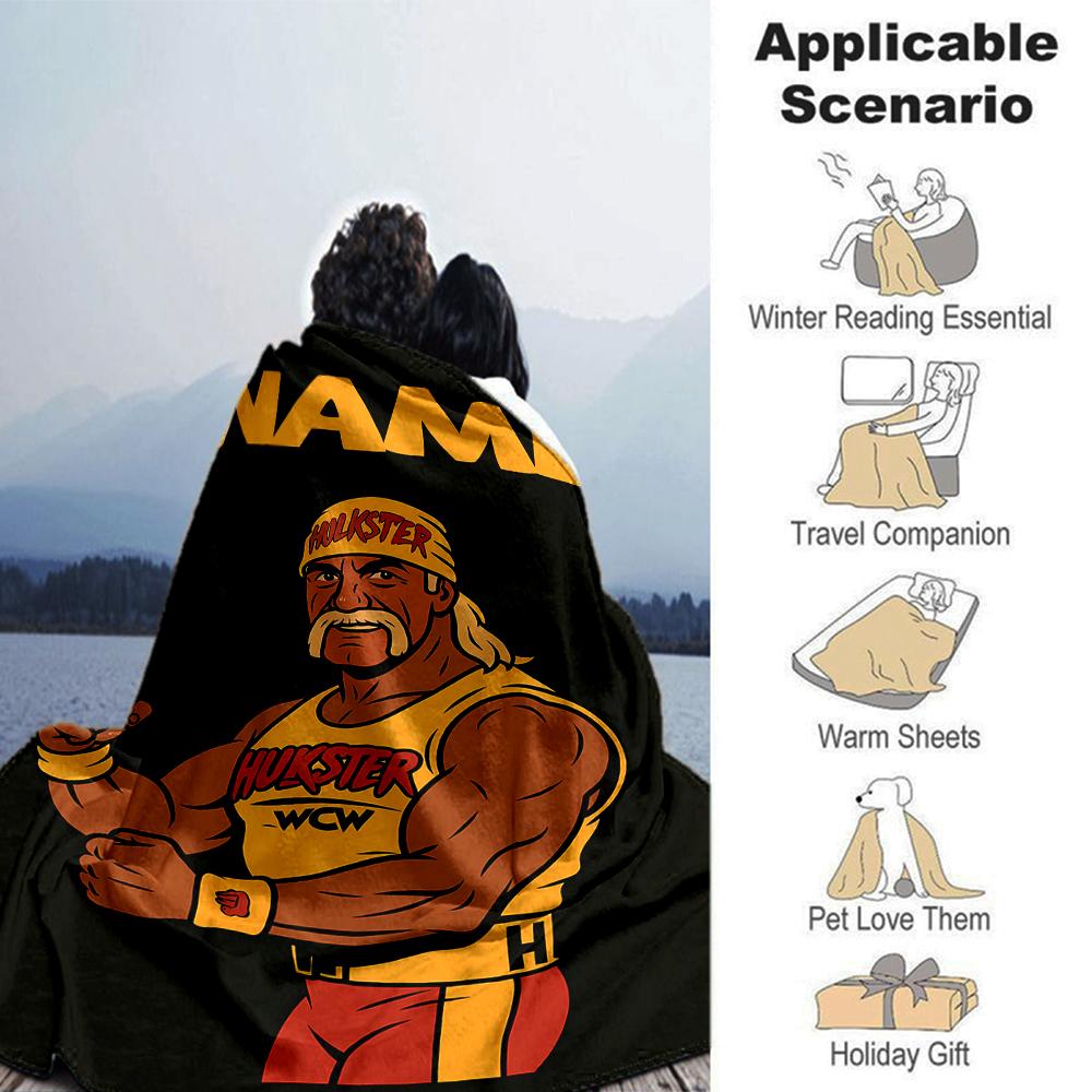 Customiz Name Personality Hulk Hogan  Blanket Soft &Warm Sofa Office Bed Travel Lunch Break Blanket, Gift Suitable All Seasons